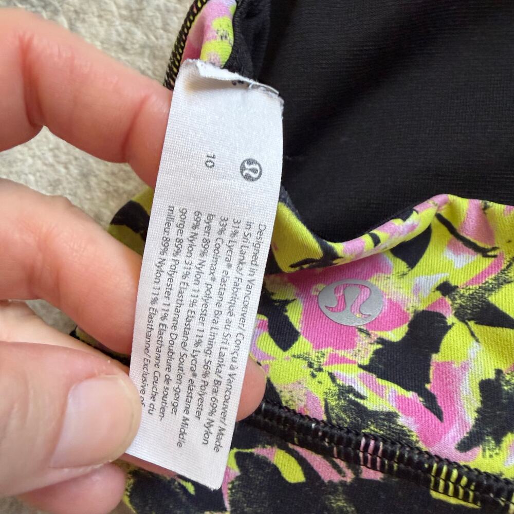 Lululemon Energy sports bra sz 10 Fluoro Floral Multi strappy criss cross no pad - Picture 3 of 6